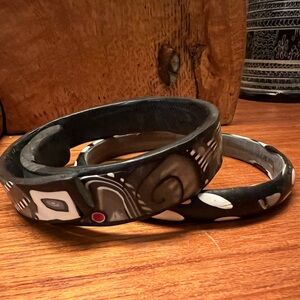 Unique Artisan made Black and White Bangles